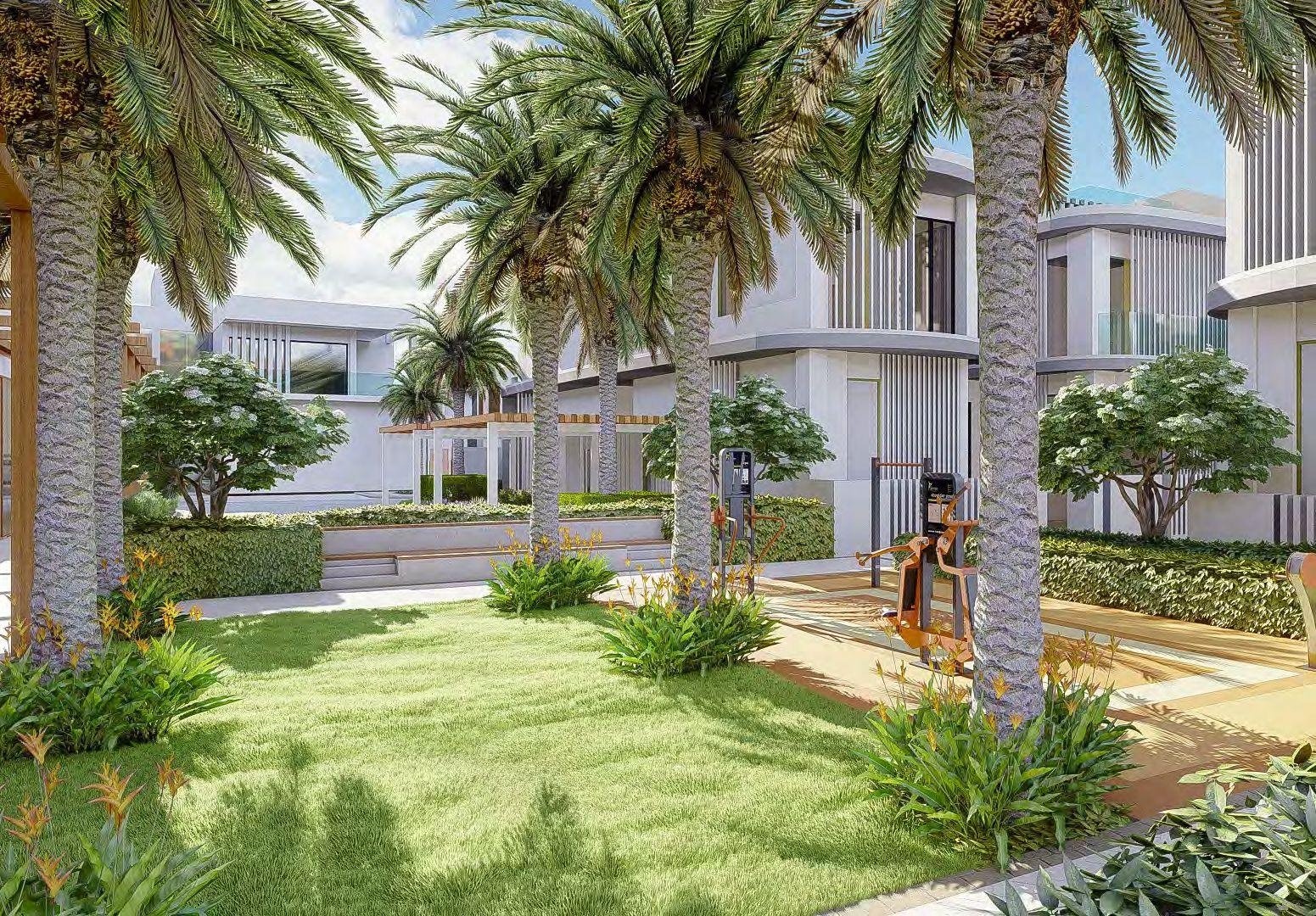 Exterior double-height living space in a Murjan Al Saadiyat villa, Saadiyat Island, Abu Dhabi